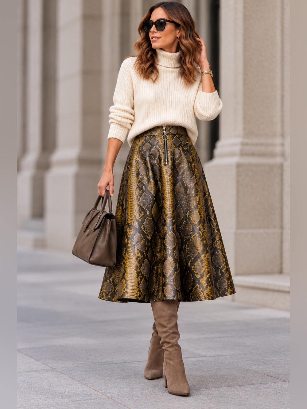 NWOT ZARA Snake skin A line skirt size medium